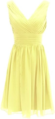 Ouman Short Bridesmaid Dress Chiffon Party Evening Dress Medium Yellow