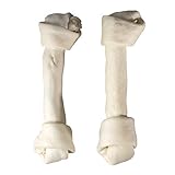 TheLittleThingsThatCount Premium 12 Inch Natural Rawhide Knotted Bones Chews Treats for Large Dogs Re-sealable Bag FDA Approved - 2pc Pack