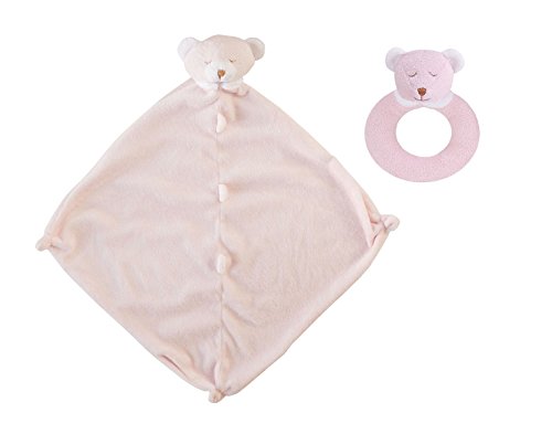 Angel Dear Pink Bear Blankie & Ring Rattle Set.