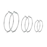 Fcebsty 3 Pairs Silver Hoop Earrings for Women- 925 Sterling Silver Big Hoop Earrings for Girls Gifts (30mm/40mm/50mm)