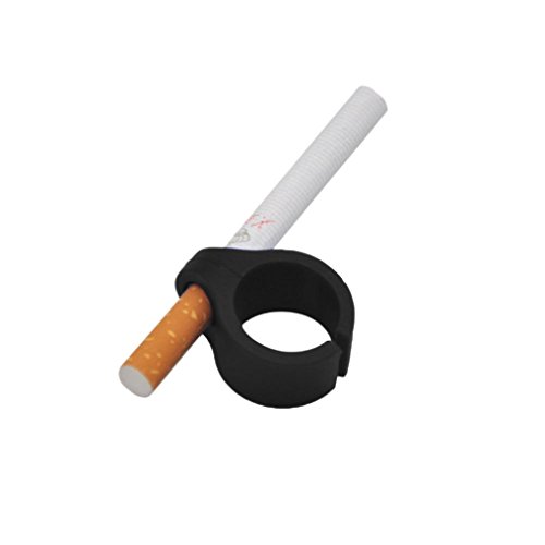 Cigarette Smoking Ring Holder, Staron Silicone Finger Rack Tobacco Accessories Cigarette Holder Hands Free Smoking Ring for Office, Console Gamers, PC Gamers, Musicians and Drivers (Black) - Thumbnail 3