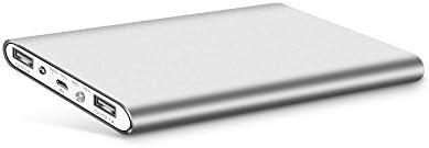 M20000 Power Bank Ultra Slim External Battery with 2 USB Ports Portable Charger Pack for iPhoneX 8 7 6s 6 Plus, iPad, Samsung Galaxy and More (Silver)