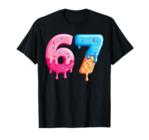 Six Seven Ice Cream Drip Cool Meme 67 Funny Number T-Shirt