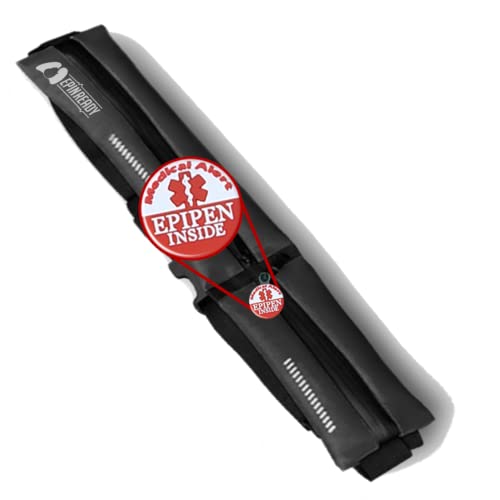 EpiPen Waist Belt with Medical Alert Tag – Fanny Pack for Epinephrine Auto-Injector & Inhaler – Adjustable Pouch for Kids & Adults – Outdoor & Sports Use – Midnight Black