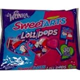 Sweetart Wonka Cherry Lollipops 2-30 Packs (60 Lollipops)