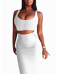 Vestido sexy de verano para dama con parte superior de tanque, falda de 2 piezas