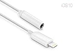 PhoneStar Lightning to 3.5 mm Headphone Jack Adapter iPhone 7, 7 Plus Connector to 3.5mm AUX Female Audio Jack Earphone Extender in white