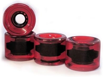 Blank Longboard Cruiser Wheels Clear / Red 65mm / 78a (4 castors) - Skateboard Cruiser Wheel Set