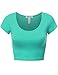 Fifth Parallel Threads FPT Womens Basic Short Sleeve Scoopneck Crop Top Mint L