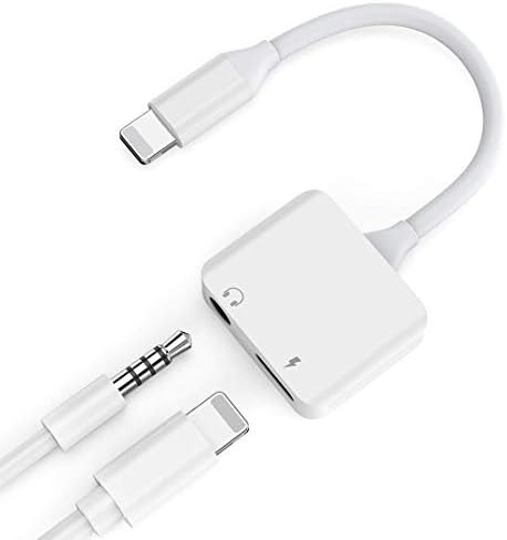Tenwow Headphone Adapter 3.5mm Aux Charger Compatible for iPhoneXR iPhone X/10 iPhone Xs/XSmax iPhone 8/8Plus, 2 in 1 Earphone Audio Connector Jack Accessories, Suppor for iOS 11-12 System