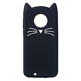 Mulafnxal Case for Motorola Moto E4 Plus,Soft Silicone 3D Cartoon Animal Slim Cover,Cute Cases Kids Girls Shock Proof Rubber Gel Kawaii Character Fashion Protector for Moto E4 Plus + (Black Cat)