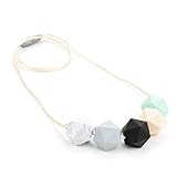 Lofca Silicone Teething Necklace for Mom to Wear-Great Baby Teether Toys-BPA Free Chew Beads-Breastfeeding Nursing Necklace Soothes Aching Gums-'Page'(Mint)