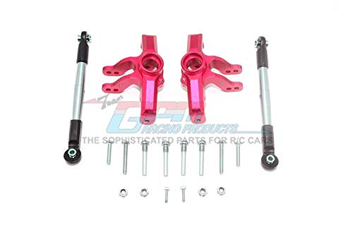 GPM Losi 1/10 Baja Rey 4WD Desert Truck (LOS03008) Upgrade Parts Aluminum Front Knuckle Arm + Stainless Steel Adjustable Tie Rods - 18Pc Set Red