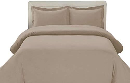 Linentown 600-Thread-Count Egyptian Cotton Duvet Cover Set - Twin/Twin-XL, Taupe Solid