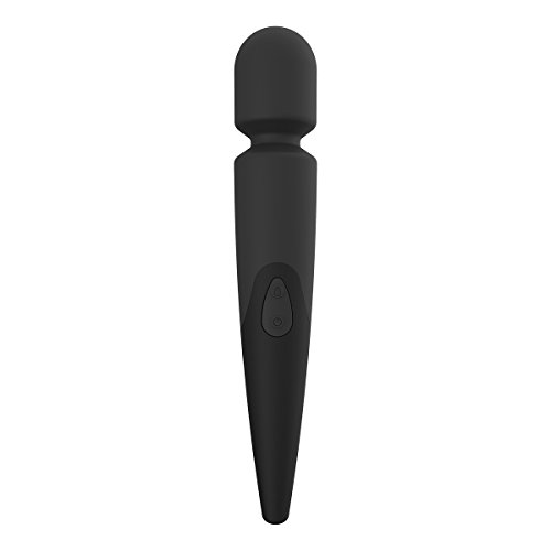 Velocity Waterproof 10 Speed Silicone Wireless Therapeutic Massager Wand (Midnight Black)