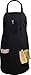 Adjustable Bib Apron with 3 Pockets - Commercial Restaurant and Home Kitchen Apron - Adjustable Neck Strap - Extra Long Ties - Strong Black - by Utopia Kitchen
