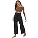 Litetao S Black 409124 (Women’s Casual Elastic Waist Cotton Trouser Cropped Wide Leg Pants with Pockets)thumb 1