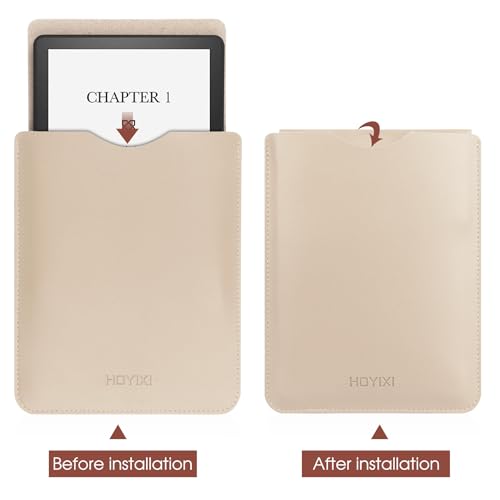 HoYiXi Universal Sleeve Case for 6-inch Kindle/Kobo/Voyaga/Lenovo/Pocketbook/Tolino E-Book E-Reader Lightweight Leather Sleeve Bag Pouch for 6-inch E-Book, White