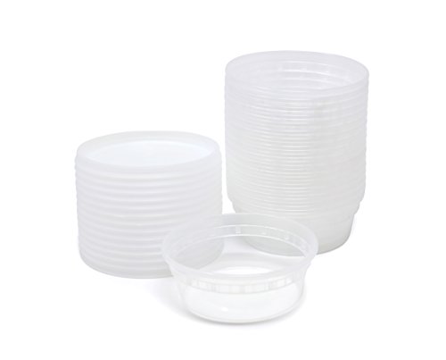 Plastic Food Storage Containers with Airtight Lids 8 oz. - PP FoodSafe Plastic, BPA Free, Restaurant Deli Cups, Foodsavers, Baby Lunch Container, Portion Control, and Meal Prep Containers, 24 Pack - Thumbnail 2