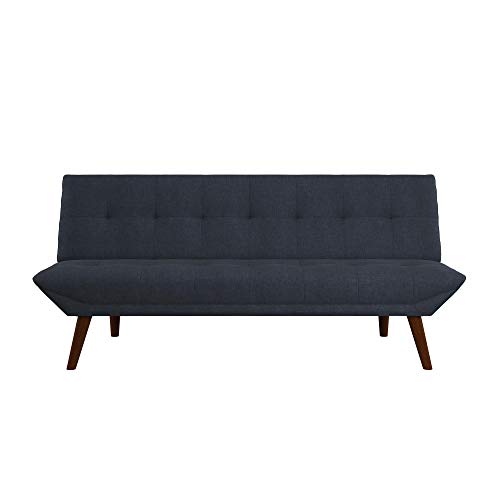REALROOMS Adley Small Space Convertible Modern Futon Couch Lounger, Navy Blue Linen - Thumbnail 3