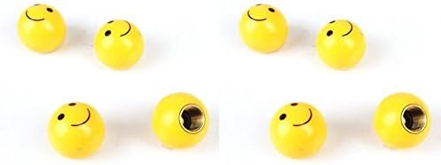 MM-Sports-USA Exercise [Qty: 2] Set of 4 Yellow Smiley Face Shaped Tire Valve Stems