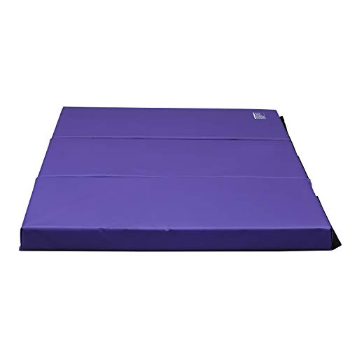 ZENOVA Folding 4'' Thick Cushion Gymnastics Landing Mat Core Workout Mats 3 Panel Tumbling Crash Pad Crash Mats (purple2) - Thumbnail 2