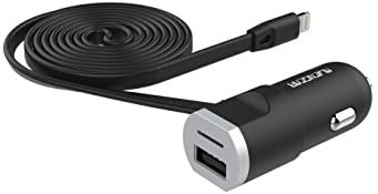 iPhone Car Charger, Aliengear [Apple MFI Certified] Lighting Car Charger for iPhone 6S / 6S Plus, 6, 6 Plus, SE, 5, 5S, iPad Pro, Air 2, Mini 3 ,with Extra USB Port (Black)