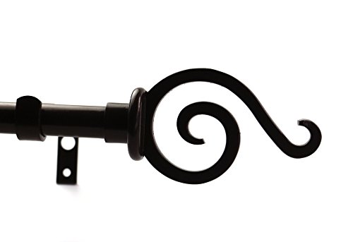 Furnishland Bronze Window Curtain Rod Set, Forged Iron French Scroll Shape Finial, 3/4-inch Diameter Adjustable 84-inch to 120-inch Metal Rod