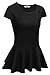 Meaneor Women's Crew Neck Cap Sleeve Solid Casual Peplum Tops Tunic Blouse