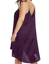 Camisón de seda sin mangas para mujer, talla grande, sin mangas, para dormir