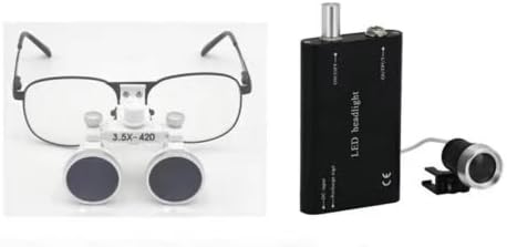 Hot Dental 3.5 x 420mm Dental Binocular Loupe DY-104 Surgical Medical Glasses Metal Frame + 3W LED Headlight Black