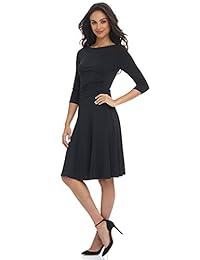 Rekucci vestido acampanado Fit N 'Flare con mangas largas 3 4 para mujer