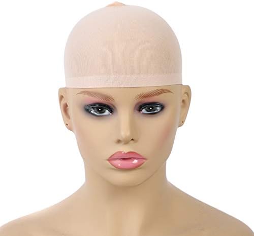 Halo Lady 12 Pack Free Size Stocking Wig Caps Stretchy Nylon Close End Wig Caps for Women and Men Wear Lace Hair Wigs (Nude)