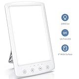 LITOM Light Therapy Lamp, 10000 Lux UV-free LED White Therapy Light with Adjustable Brightness and Color Temperature, 6 Timer Settings, Memory Function, USB Powered for Home or Office