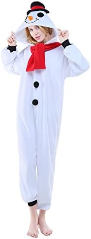 Newcosplay Unisex Adult Cosplay Pyjamas Snowman Halloween Onesie Cartoon Costumes (S)