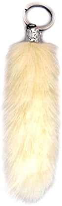 Favorict Color Fur Tail Pom Pom Keychain 5.5" for Womens Bag or Car Key (Fur Tail_White)