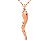 Gem And Harmony 14K Rose Pink Gold Large Italian Horn Pendant Necklace with Chain