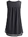 Cestyle Chiffon Tops for Juniors, Womens Sleevelss Flowy Crepe Cool Soft Button Crew Neck Pleated Drape Blouse Tank Top Shirt Black XL