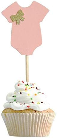 Dusenly 24 x Golden Glitter Bowknot Gender Reveal Cupcake Toppers Boy or Girl Baby Shower Party Mark Cake Topper Decoration Supplies (Ready to use) - Image 4