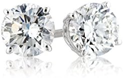 14k White Gold 1Ct Round White Man-Made Diamond VS1 Stud Earrings For Unisex