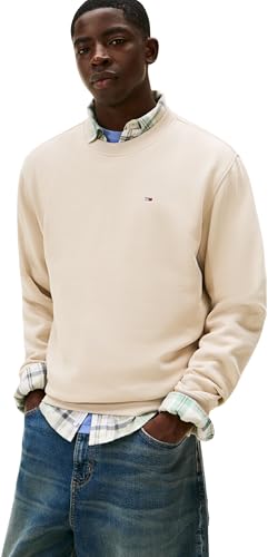 Tjm Reg S Flag Crew Ext DM0DM20741 Pullover Felpa, Beige (Sabbia Golfo), S, Beige (Sabbia del Golfo), S