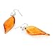 925 Sterling Silver Hand Blown Venetian Murano Glass Orange Leaf Long Dangle Long Earrings