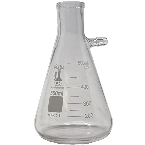 500ml Filtering Flask, Bolt Neck with Tubulation, 3.3 Borosilicate, Heavy Wall, Karter
