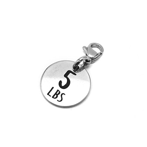 5 lbs Weight Loss Jewelry Charm - Motivational and Inspirational Jewelry for Fitness and Workout Motivation for Pounds Lost - Stainless Steel Engraved Charm and Clasp - Tarnish Free Charms