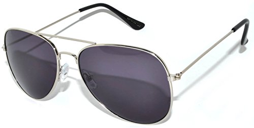 Aviator Sunglasses (Silver-Frame-Smoke-Lens) OWL.