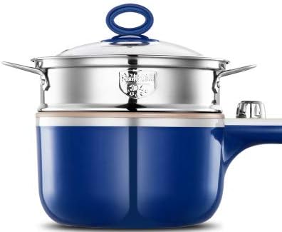CDESBHUYH Mini Electric Skillet Hotpot Breakfast Food Steamed Eggs Steamer Mini Soup Noodles Cooking Pot Heating Pan Multi Cooker Blue Double Layer