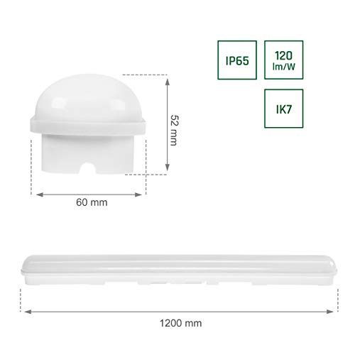 LED Feuchtraumleuchte Limea GO 120cm 50W 6000 lm, IP65 4000K Neutralweiß Wannenleuchte weiß – Bild 5