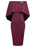 GRACE KARIN Women Sexy Clubwear Bodycon Cocktail with Cape Size L Wine Red
