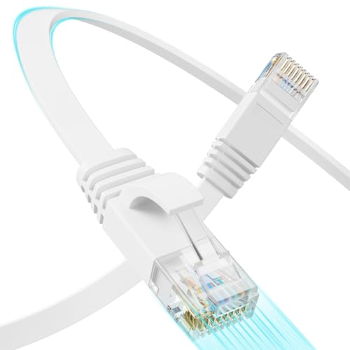Cat6-Ethernet-Kabel, 15,2 m, für Innen- und Außenbereich, ultradünn, flach, Hochgeschwindigkeits-Internet- und Netzwerkkabel, RJ45-Stecker, geeignet für Router,