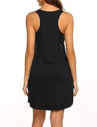 LuckyMore Vestido de verano informal sin mangas con bolsillos y espalda cruzada para dama